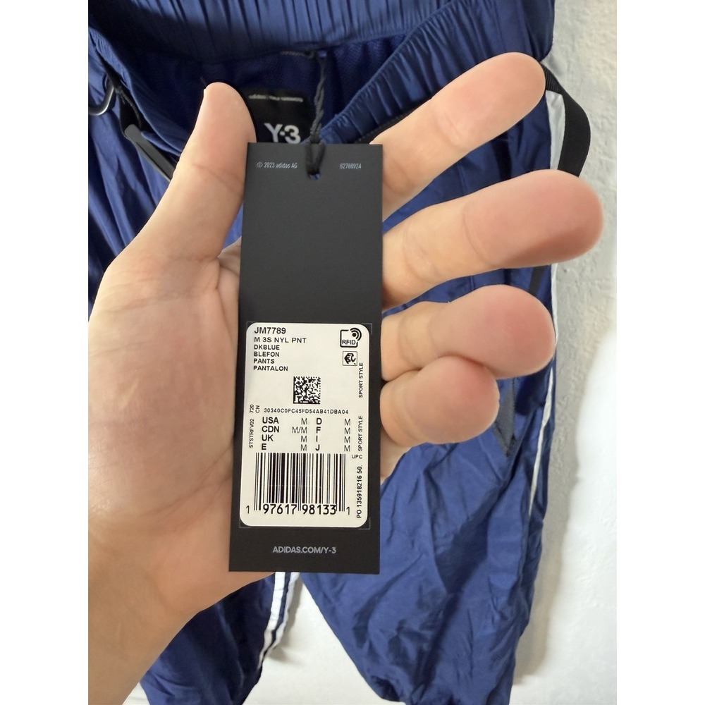Adidas Y-3 3-STRIPES NYLON SHELL PANTS Yohji Yamamoto Size Medium New - Picture 9 of 9